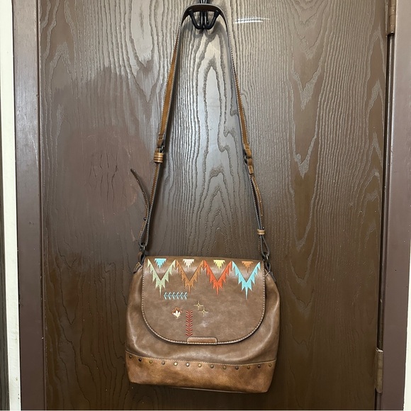 Catchfly Western Womens Crossbody Embroidered Concealed Carry Brown - Picture 2 of 3